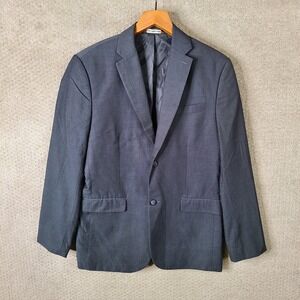 Perry Ellis Jacket Mens 40R Blue Classic Fit Blazer Nailhead Poly Blend 2 Button